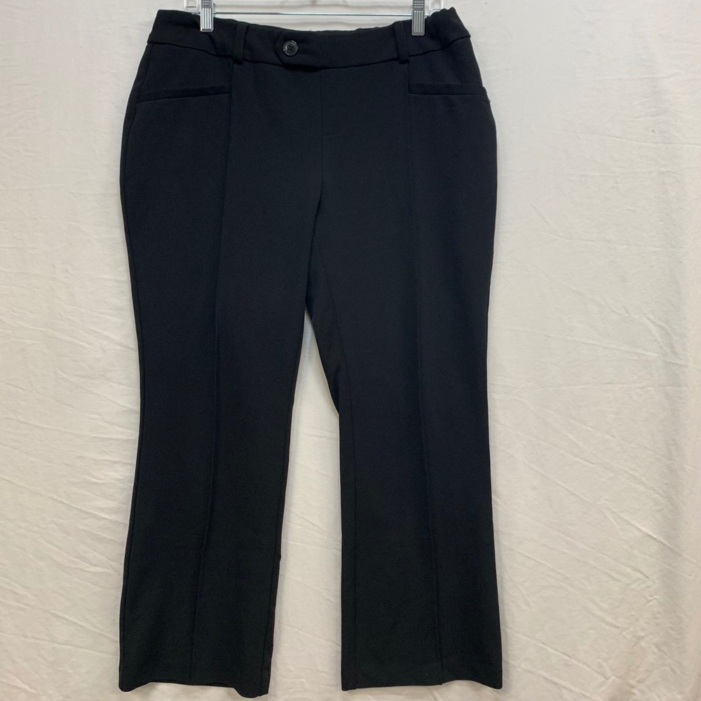 Cato Womens Black Hi-Rise Straight Leg Dress‎ Pants Petite Size 14/16WP Office